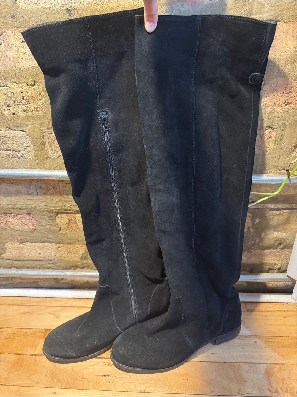 Black Suede Over The Knee Boots